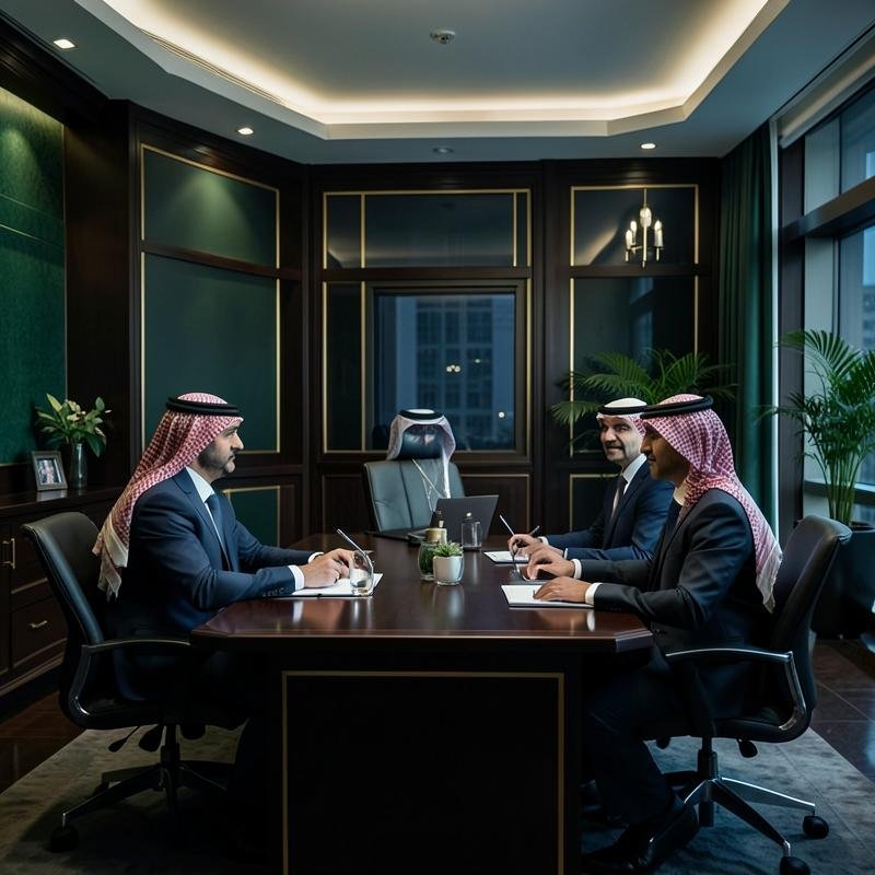 اجتماع عمل في مكتب أنيق