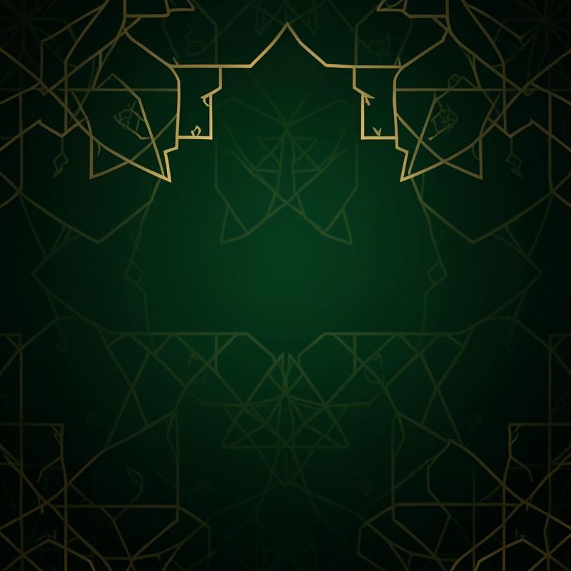 نقش عربي ذهبي على خلفية خضراء